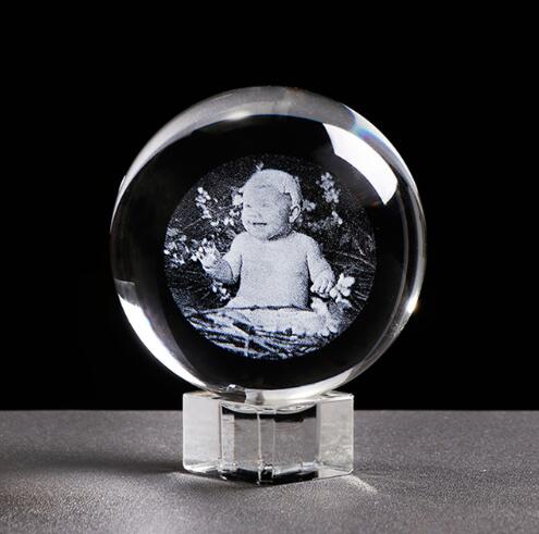 Glass Photo Ball Personalized Crystal Sphere Lase Engraving Customized Globe Home Decor Accessories Baby Photo Glass Sphere