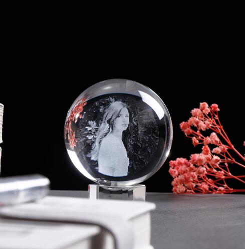 Glass Photo Ball Personalized Crystal Sphere Lase Engraving Customized Globe Home Decor Accessories Baby Photo Glass Sphere